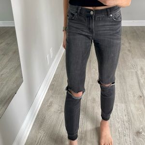 Express High Waisted Ripped Ankle Jean